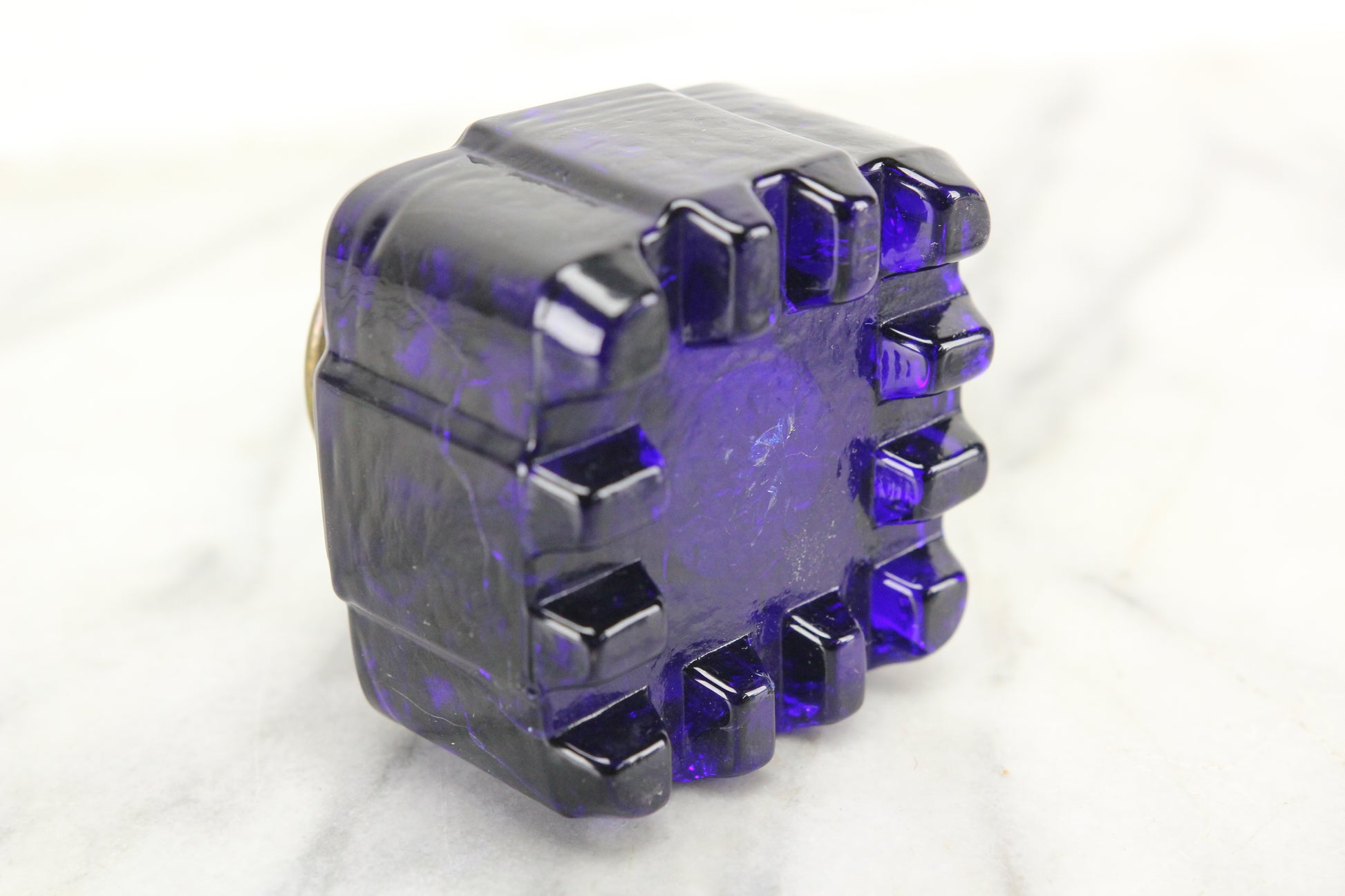 Antique Style Solid Thick Glass Square Cobalt Blue Inkwell Ink pot Bot –  Early Home Decor