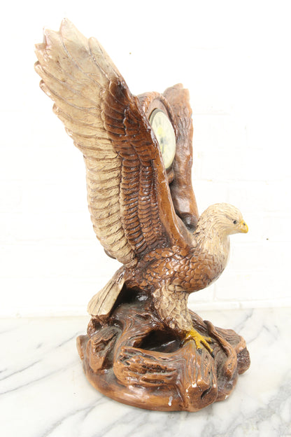 Large Eagle Chalkware Electric Clock by Lanshire