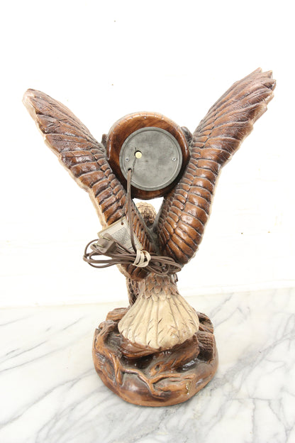 Large Eagle Chalkware Electric Clock by Lanshire