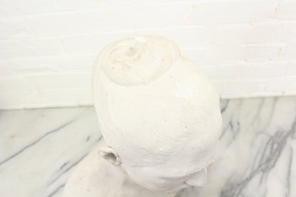 Large Plaster Bust Sculpture of A Pensive Looking Woman