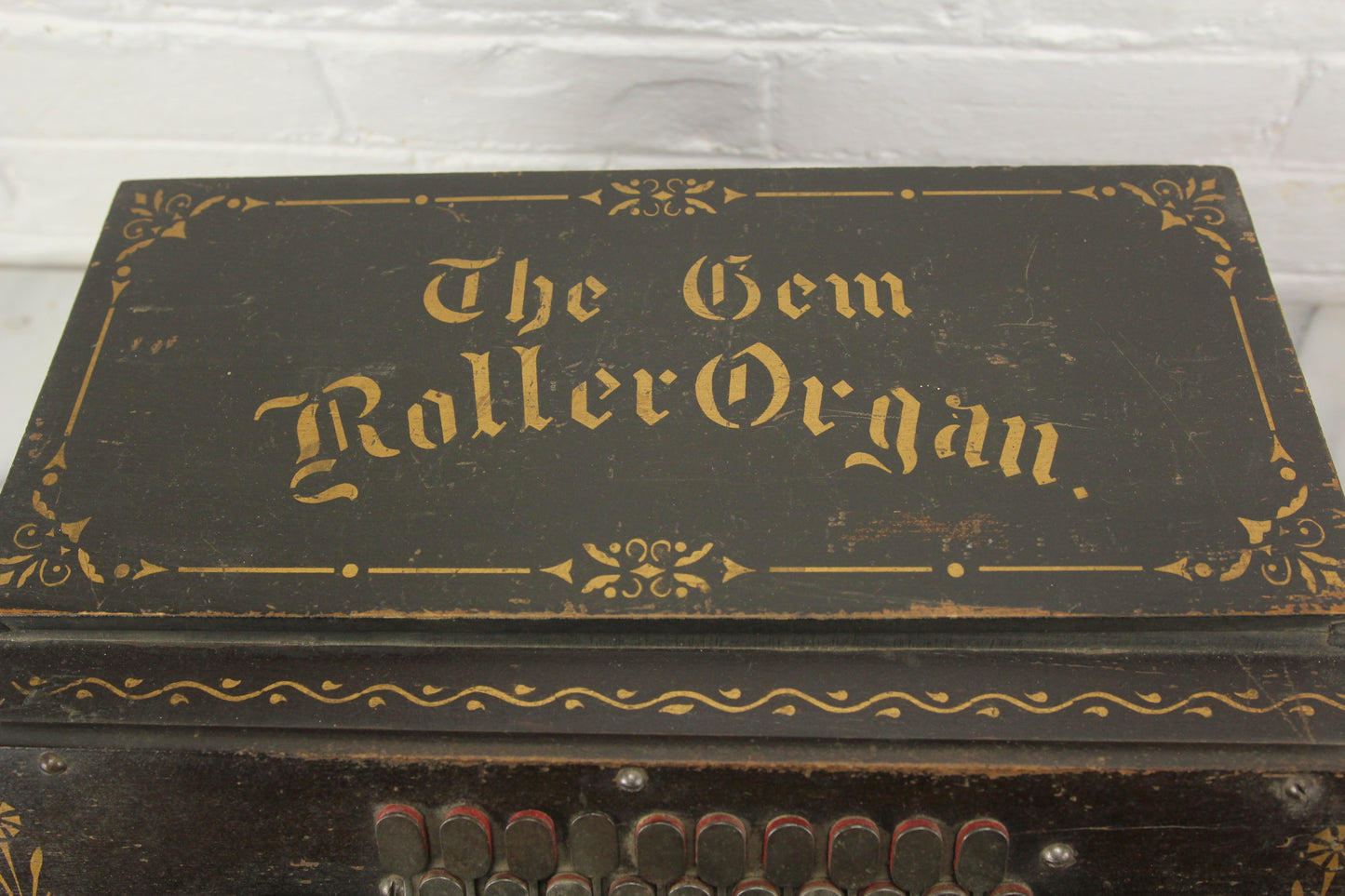 The Gem Roller Organ Antique 1895 Crank Organ with Six "Cobs" Song Rolls