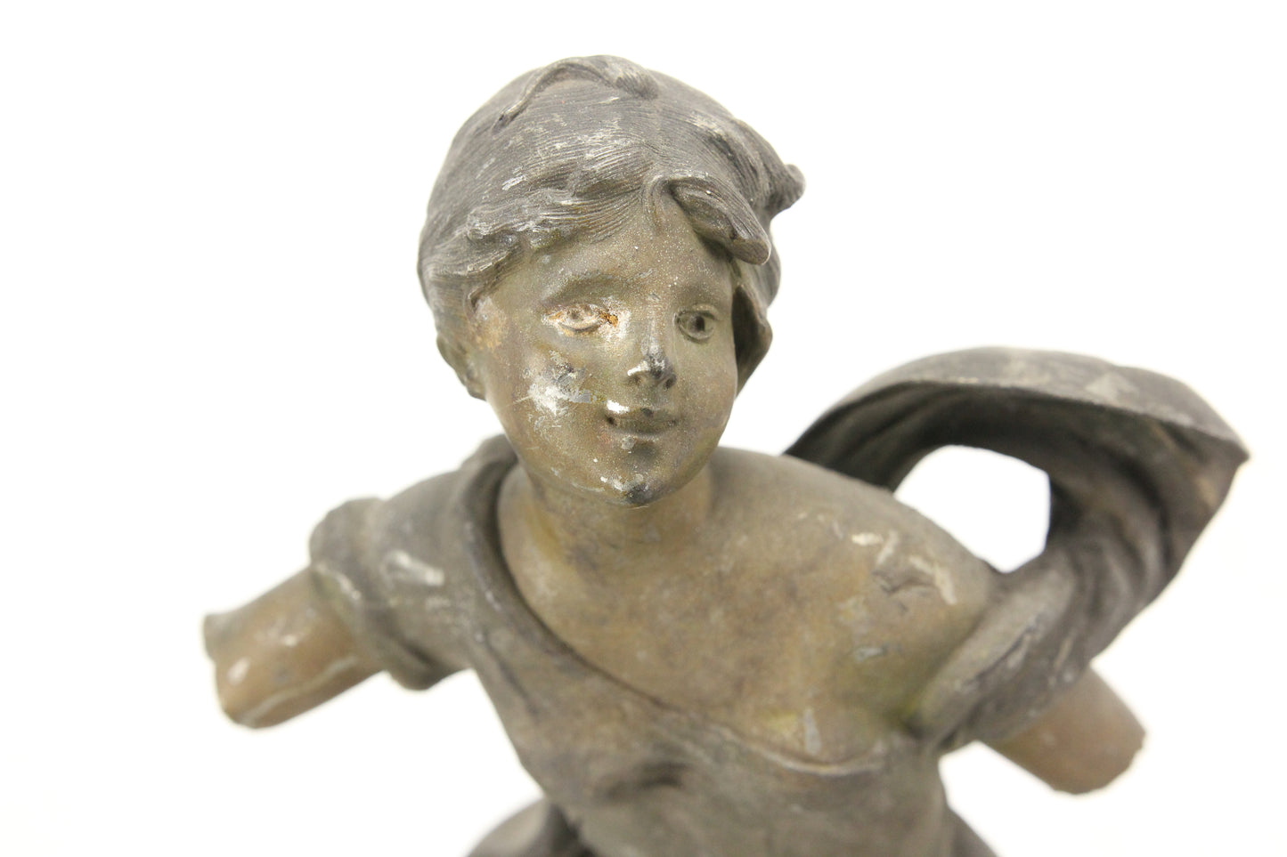 Large Spelter Pot Metal Statue of a Woman " L'Echo" (Missing Arms)