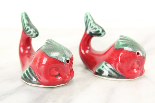 Red Whale Porcelain Salt and Pepper Shakers