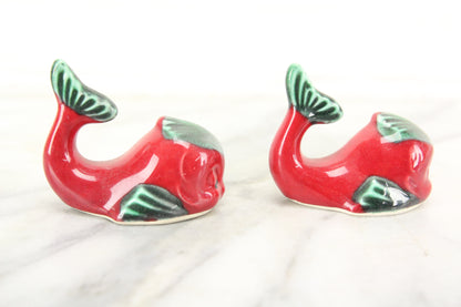 Red Whale Porcelain Salt and Pepper Shakers