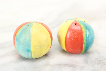Beach Ball Porcelain Salt and Pepper Shakers, Made in Japan