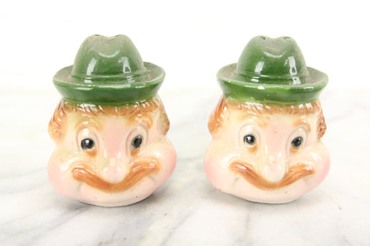 Cheeky Irish Man Porcelain Salt and Pepper Shakers, Made in Japan