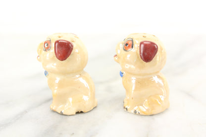 Tiny Pug Dogs Porcelain Salt and Pepper Shakers