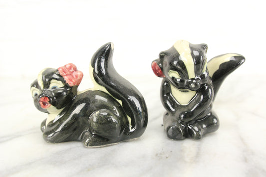 Skunks Porcelain Salt and Pepper Shakers, Made in Japan