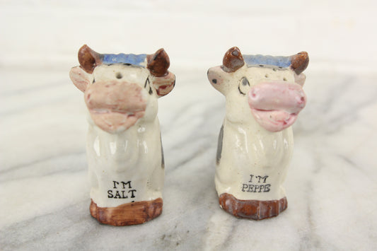 Bull Cow Porcelain Salt and Pepper Shakers, Made in Japan