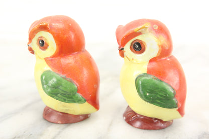 Orange Owls Porcelain Salt and Pepper Shakers, Made in Germany