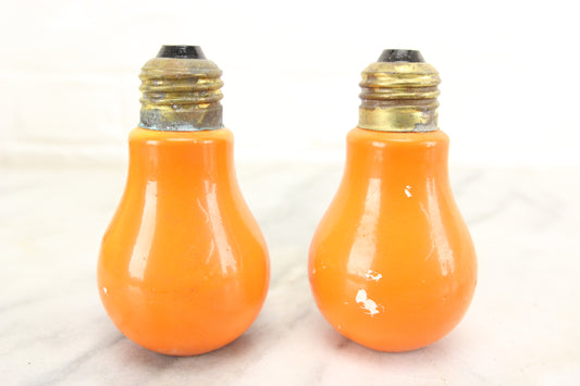 Orange Lightbulb Porcelain Salt and Pepper Shakers, Made in Japan