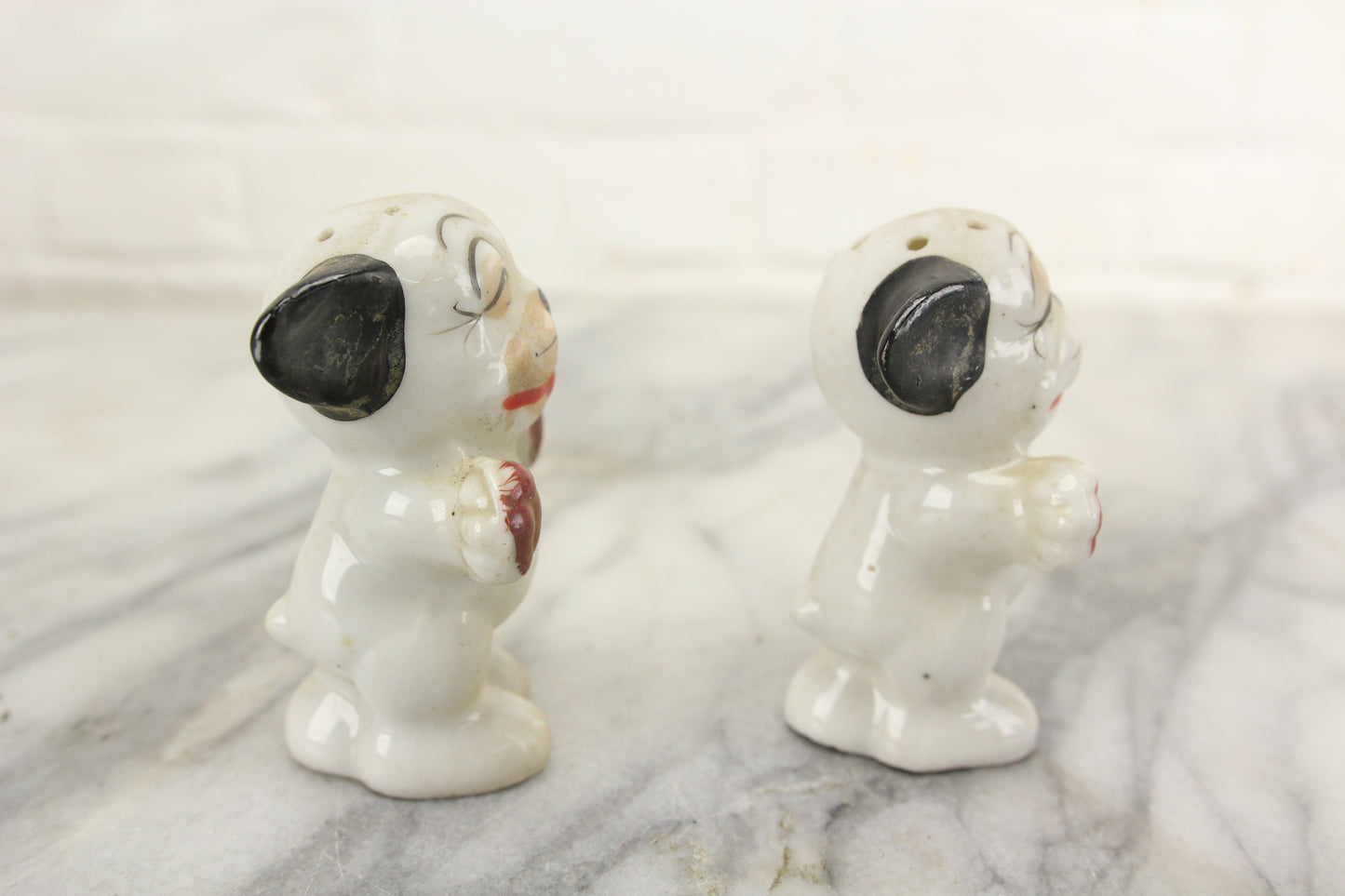 Happy Dogs Porcelain Salt and Pepper Shakers, Made in Japan