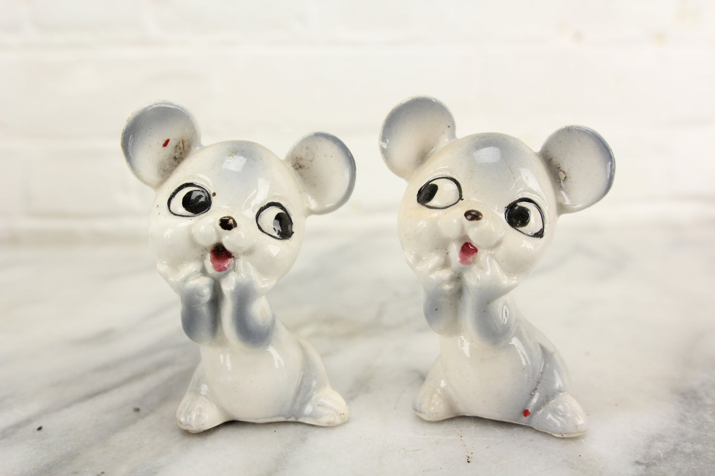 Mice Porcelain Salt and Pepper Shakers, Made in Japan