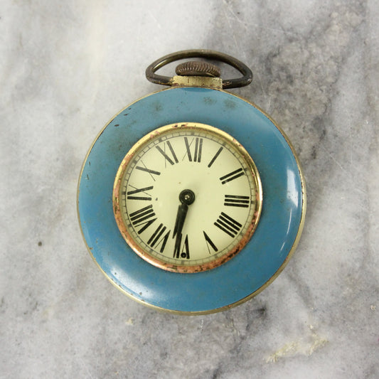 Brass and Blue Running Pocket Watch