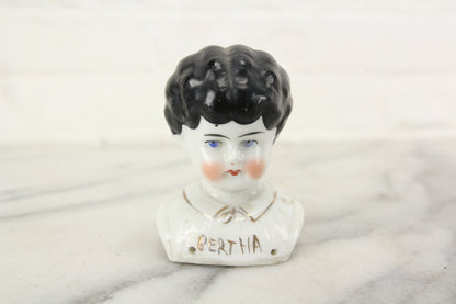 Hertwig Porcelain China "Bertha" Pet Name Shoulder Doll Head, Made in Germany