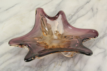 Translucent Purple Art Glass Splatter Bowl Dish
