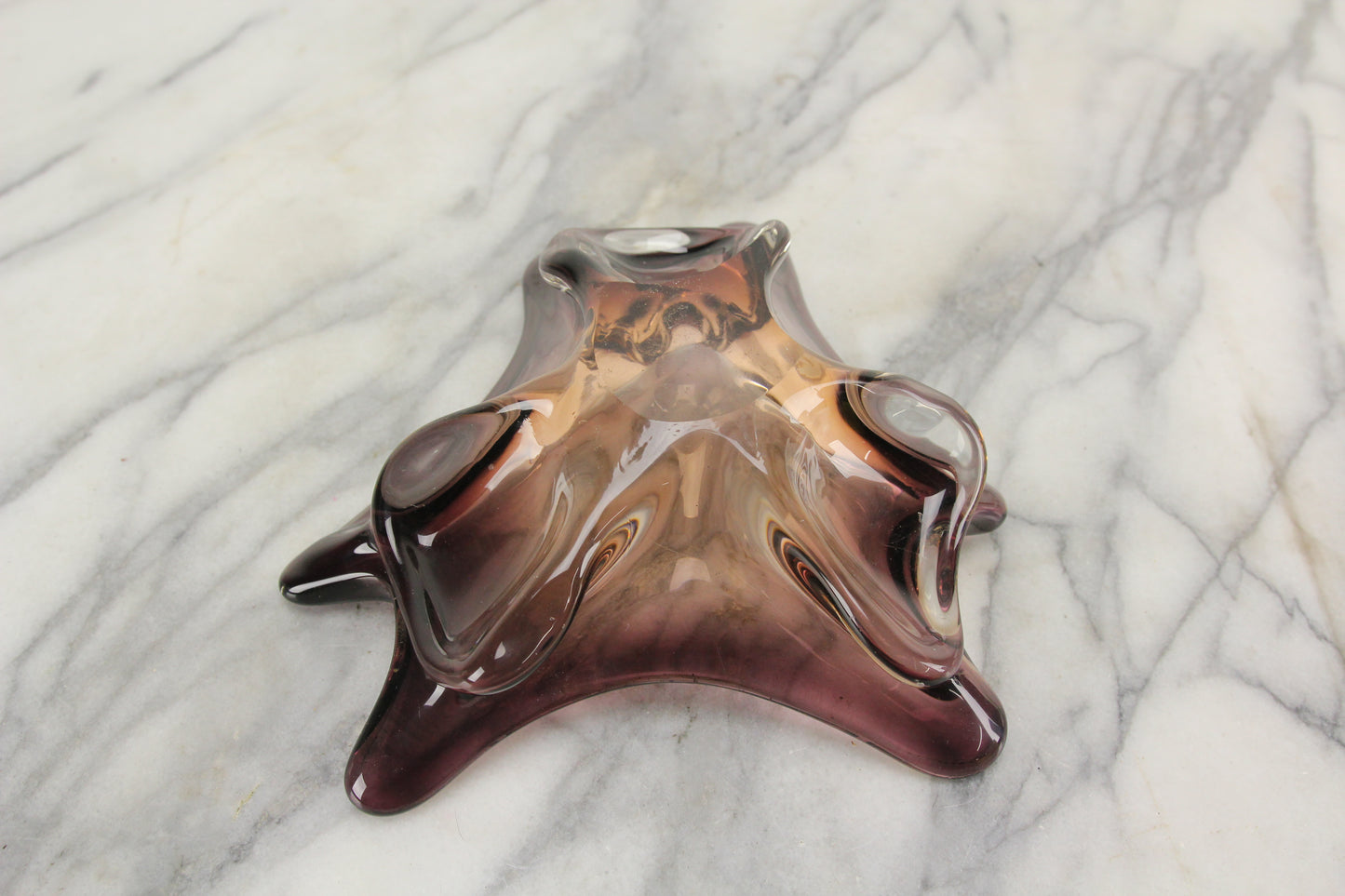 Translucent Purple Art Glass Splatter Bowl Dish