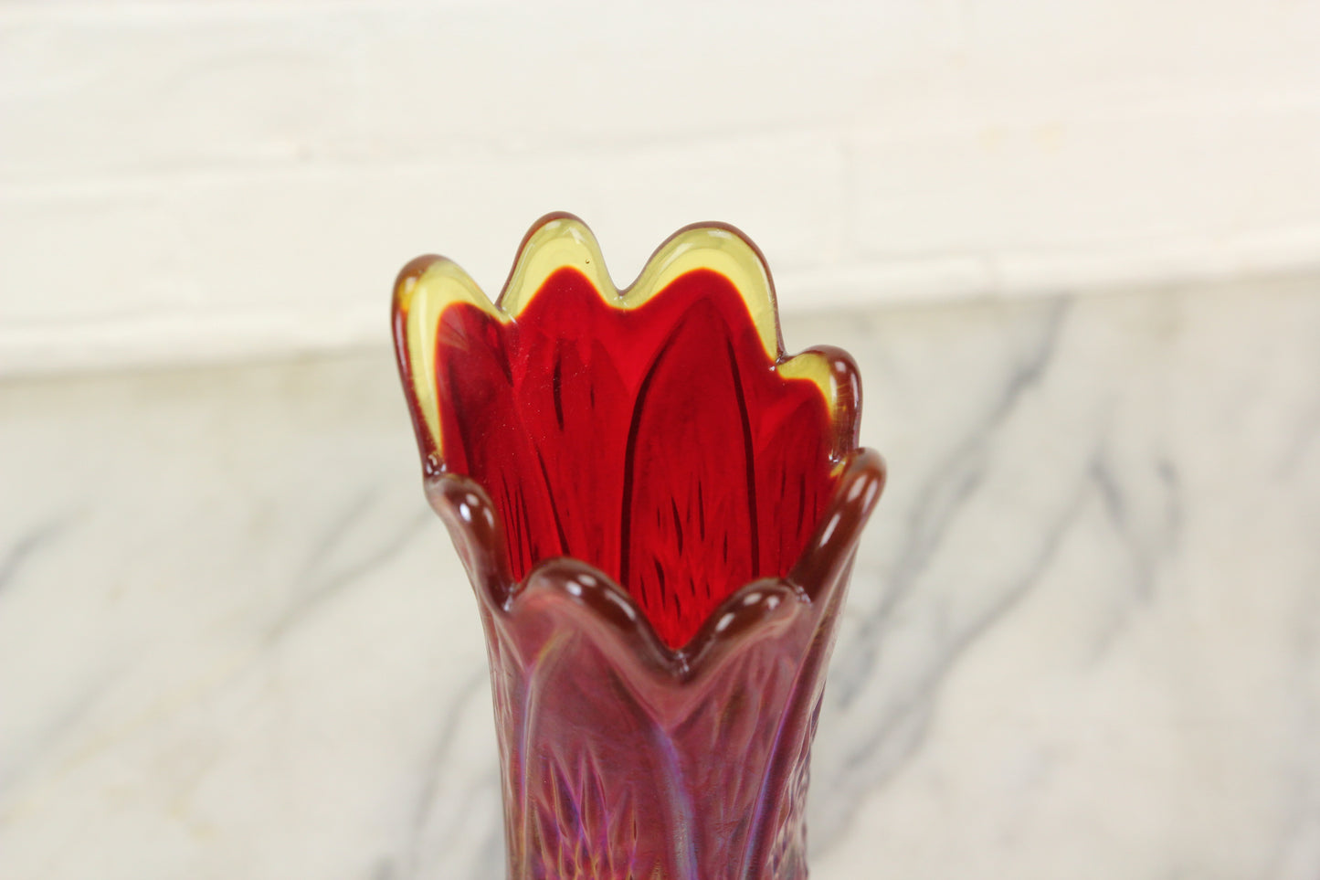 Carnival Glass Iridescent Flower Vase