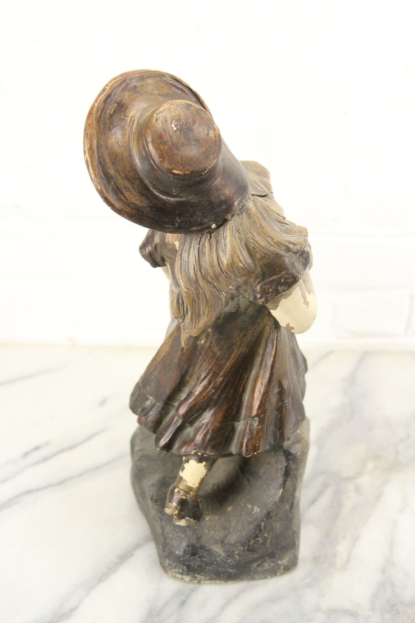 Ceramic Girl with Basket Austrian Statue Sculpture
