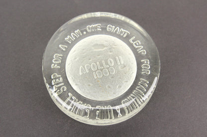 Apollo 11 Moon Landing Collectible Glass Paperweight, 1969