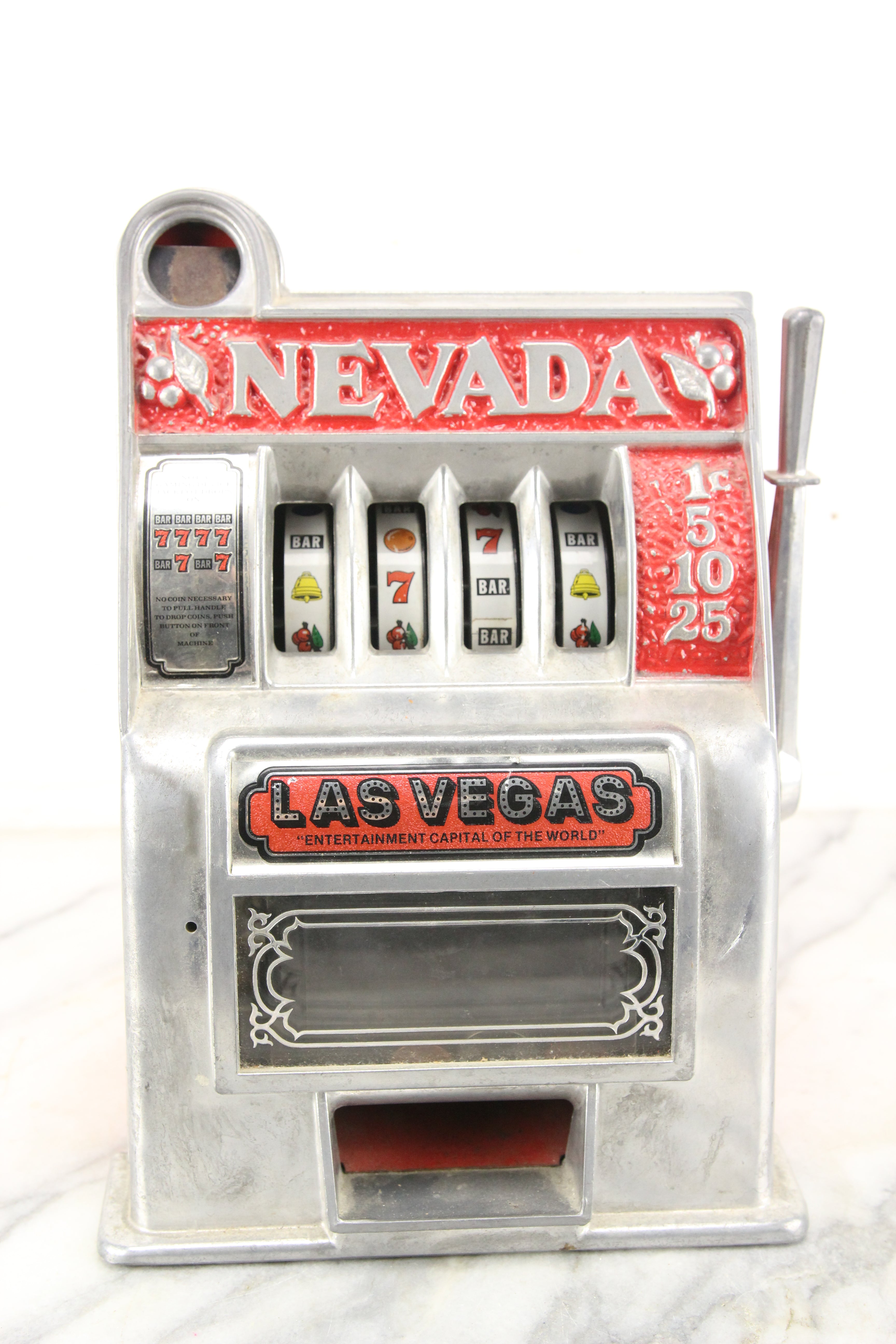 Las Vegas Nevada One Armed Bandit Metal Slot Machine Casino Coin