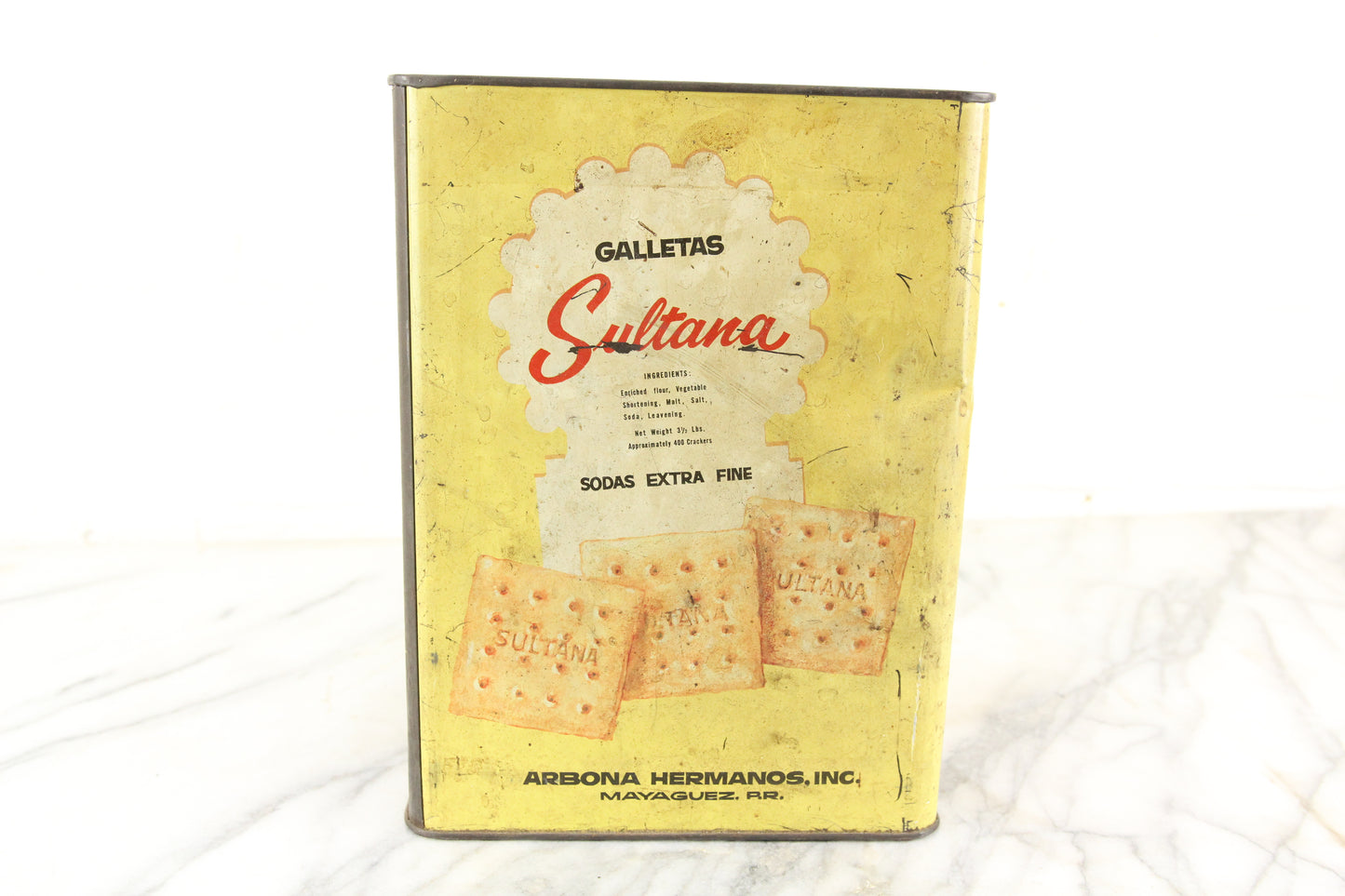 Sultana Sodas Extra Fine Cracker Tin, Mayaguez, Puerto Rico