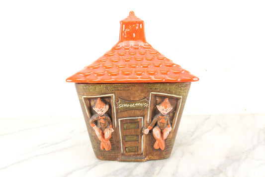 Elf Schoolhouse Ceramic Cookie Jar