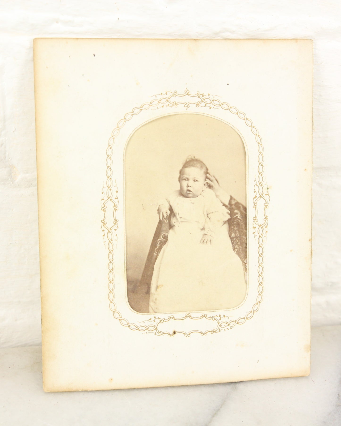 Hidden Mother Cabinet Card Photograph with Visible Hand