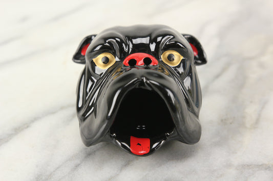 Black Bulldog Head Smoker Ashtray, Made in Japan