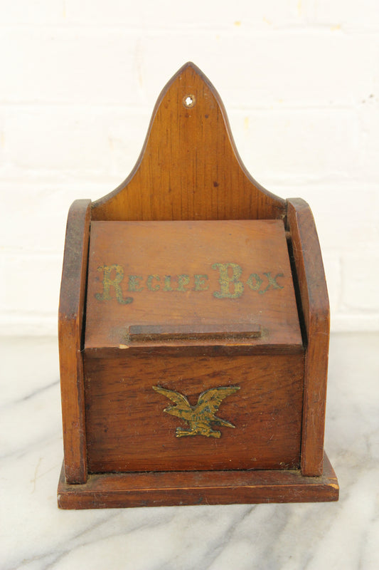 Wood Americana Recipe Box with Tin Eagle