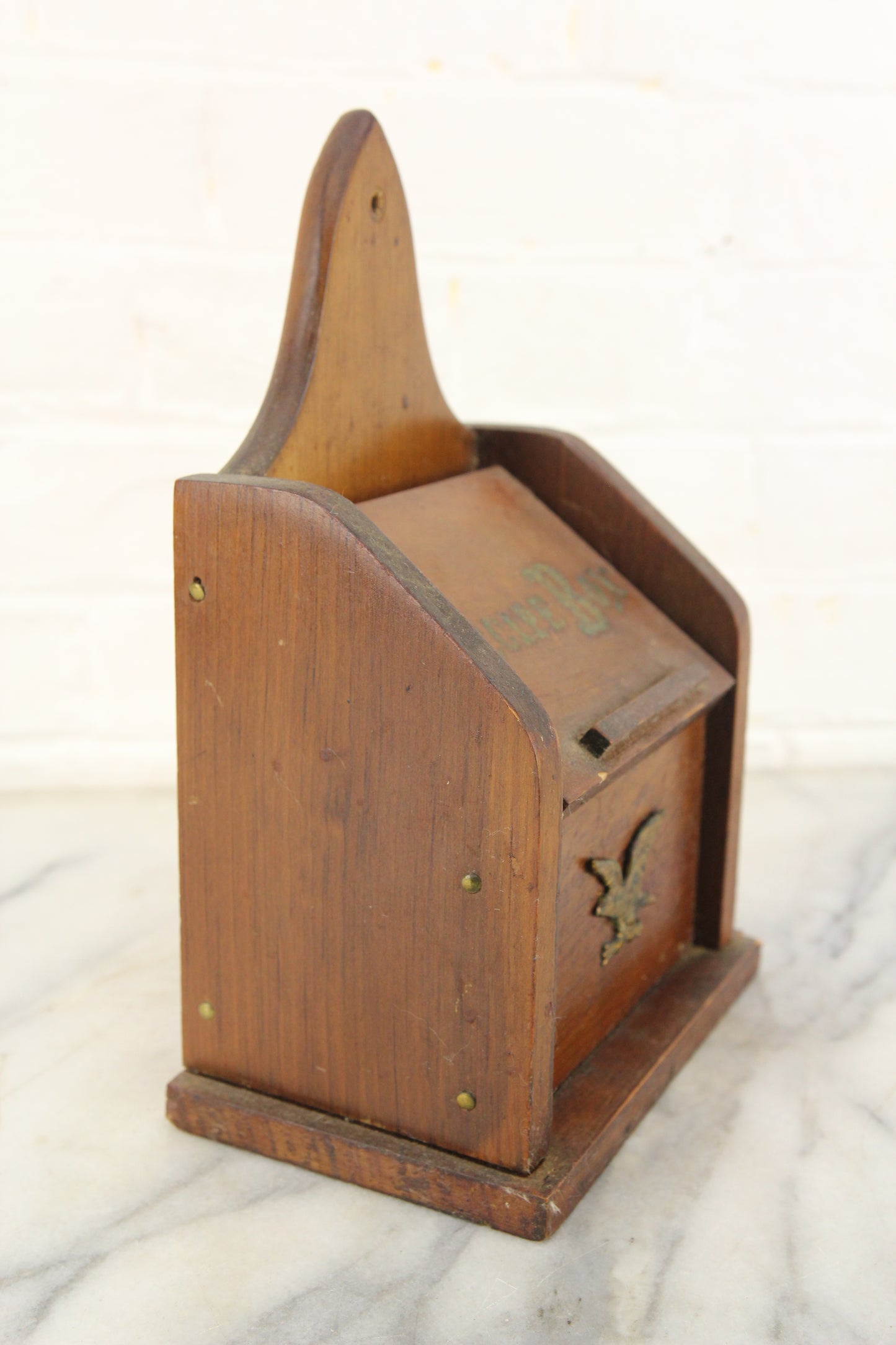 Wood Americana Recipe Box with Tin Eagle