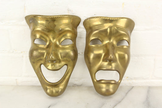 Brass Sock and Buskin Comedy and Tragedy Theater Mask Wall Hangers, India