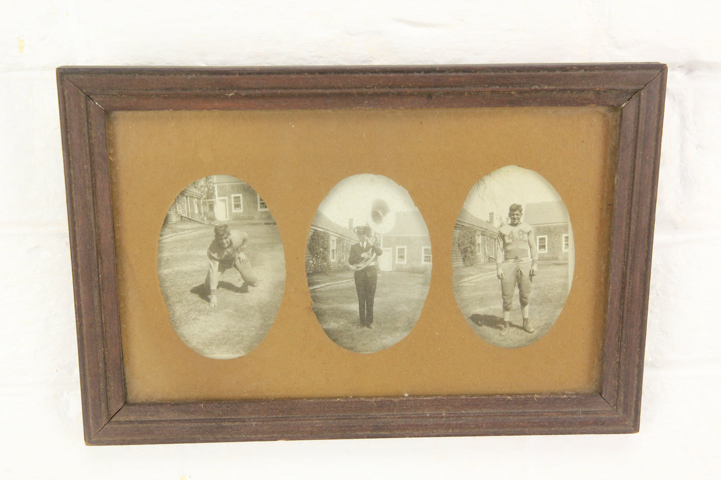 Triptych Framed Photographs of a Young Football Player and Band Member - 9 x 6"