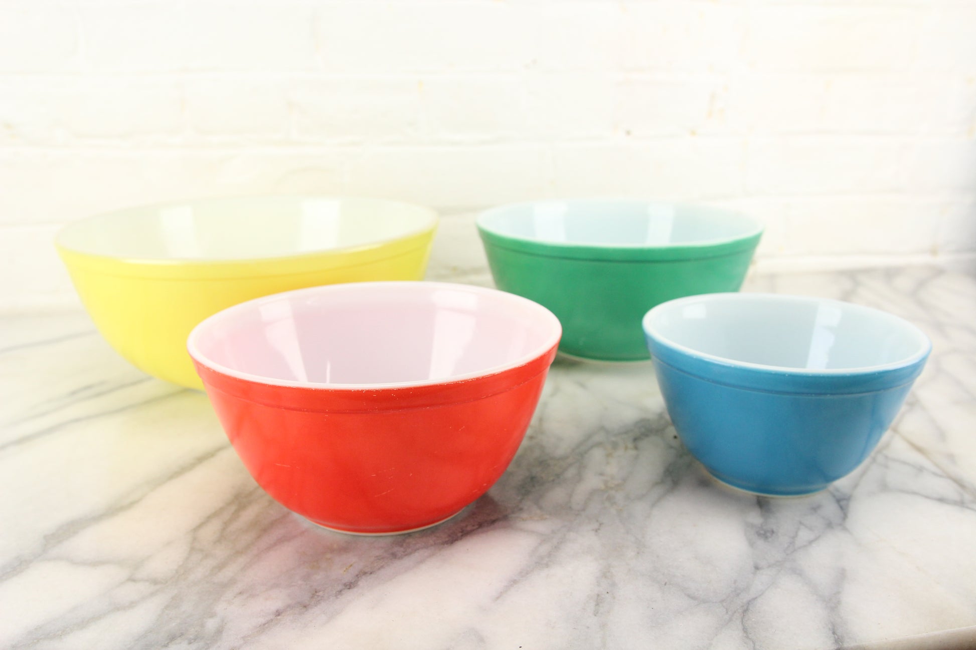 Full Set 4 PYREX Primary Color Mixing Bowls Vintage Pyrex Mixing