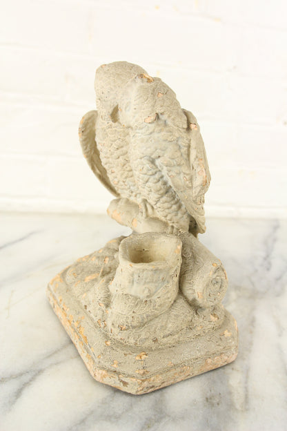 Antique Owl Lovers Plaster Match Safe by Hennecke's Statuary