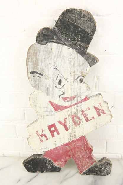 Folk Art Elmer Fudd Hand Painted Hand Cut Lawn Ornament Sign "Hayden"