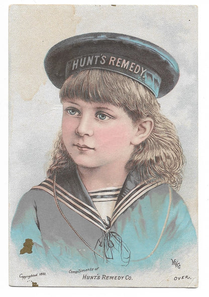 Hunt's Remedy Kidney and Liver Medicine Antique Trade Card, 1883 - 3" x 4.75"