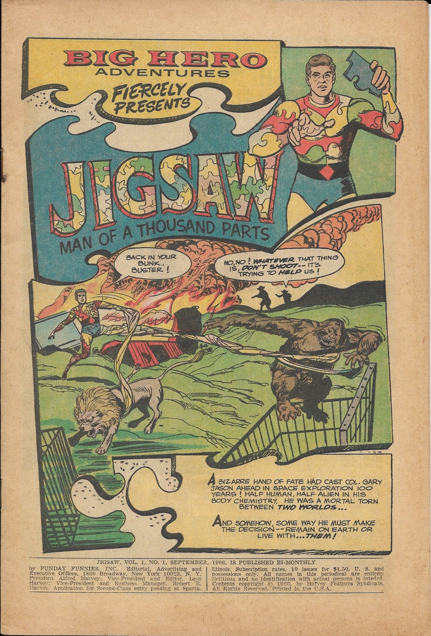 Jigsaw, Vol. 1, No. 1, Funday Funnies, Inc., September 1966, MISSING COVER