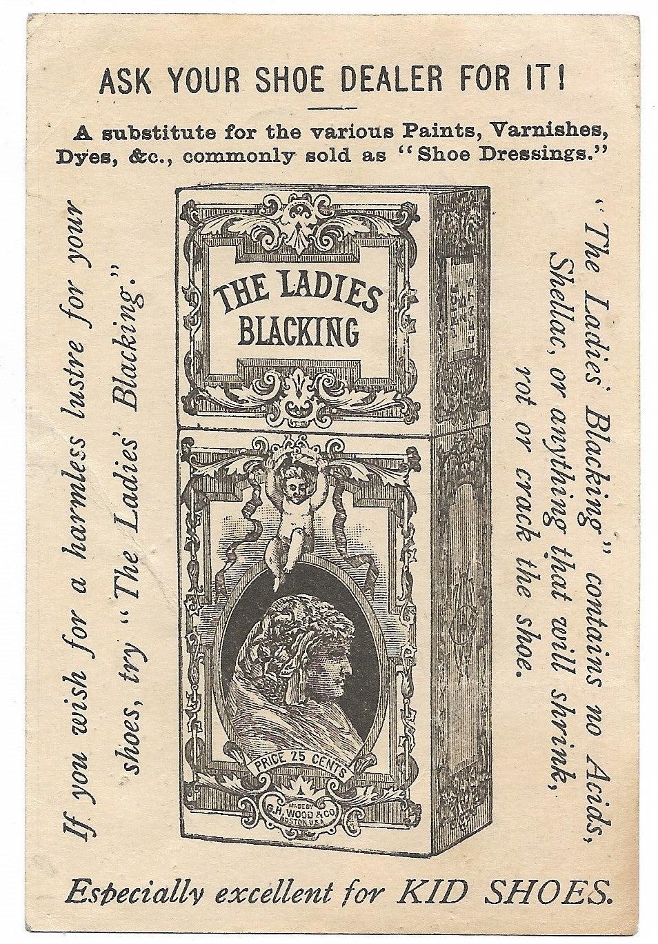 The Ladies Blacking Antique Trade Card - 4.5" x 3"