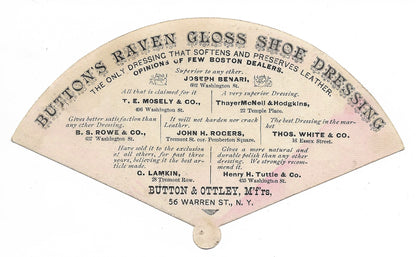 Buttons Raven Glosee Shoe Dressing Antique Trade Card, New York - 5.5" x 3.25"