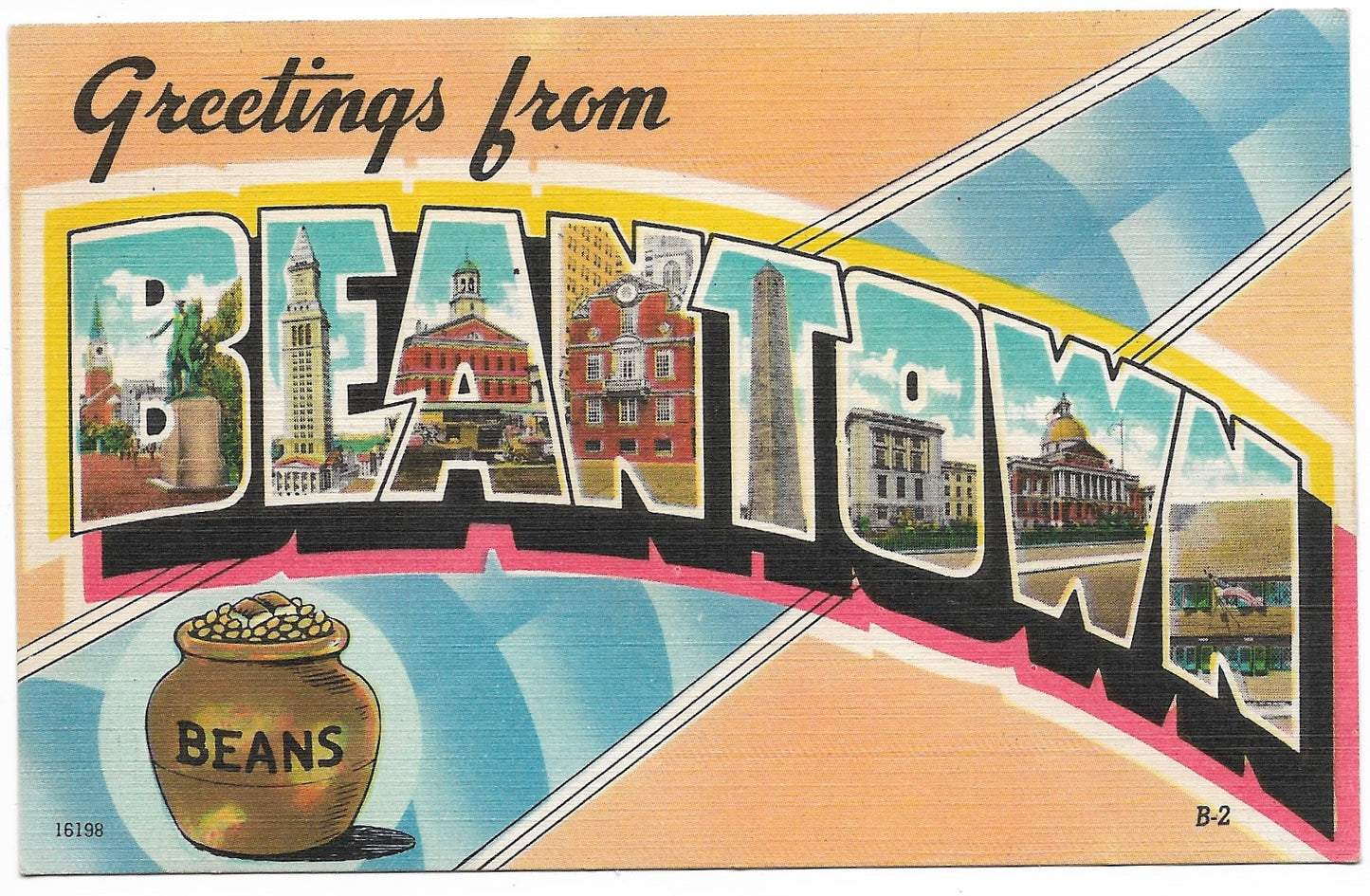 Greetings from Beantown - Boston, Massachusetts Vintage Postcard