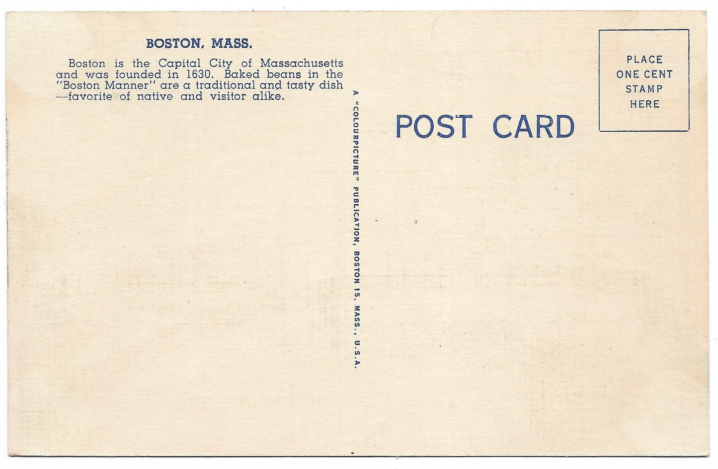 Greetings from Beantown - Boston, Massachusetts Vintage Postcard