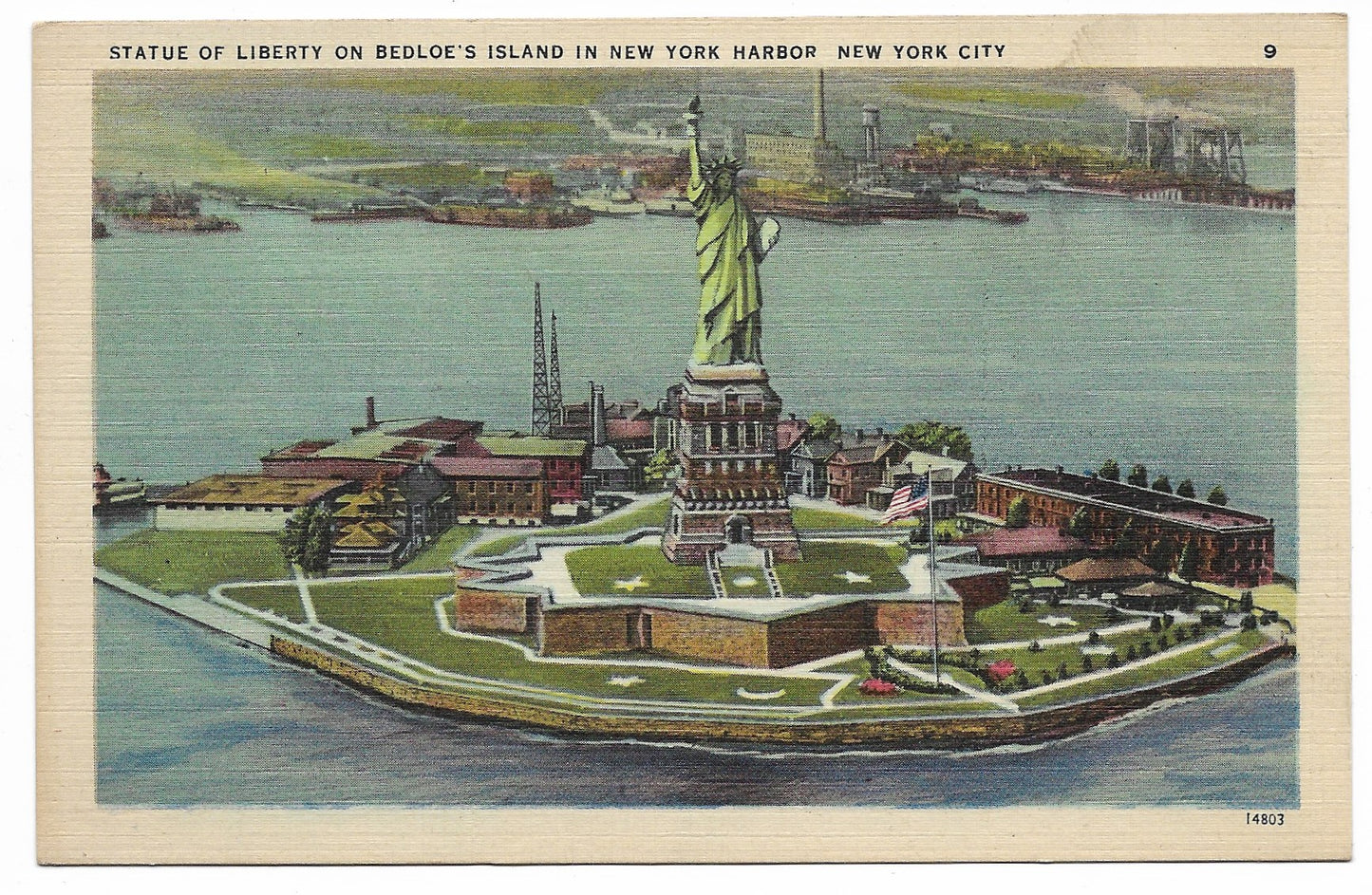 Statue of Liberty on Bedloe's Island, New York City Vintage Postcard