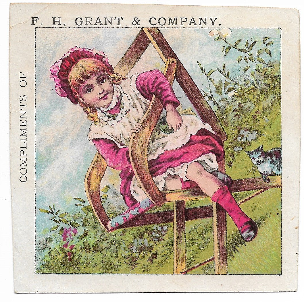 F.H. Grant & Company Boots, Shoes & Rubbers Antique Trade Card, Pawtucket, RI - 3.5" x 3.5"