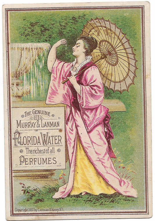 Murray & Lanman's Florida Water Antique Trade Card, New York, 1881 - 3" x 4.75"