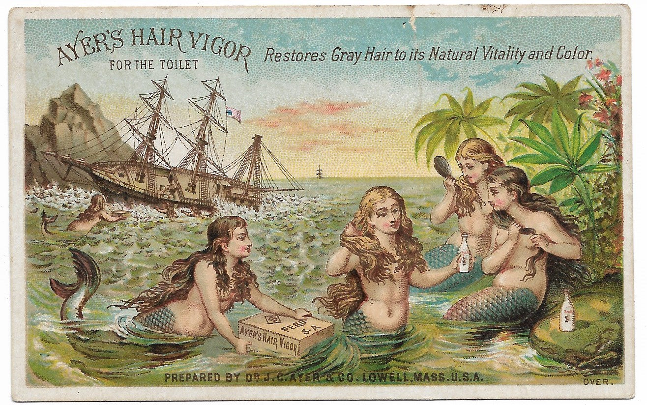 Ayer's Hair Vigor Antique Trade Card, Lowell, MA - 4.25" x 2.75"