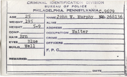 John W. Murphy Mugshot - Arrested on 9/30/1948
