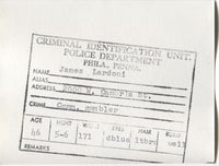 James Lardoni Mugshot - Arrested on 4/21/1962 for Being a Common Gambler