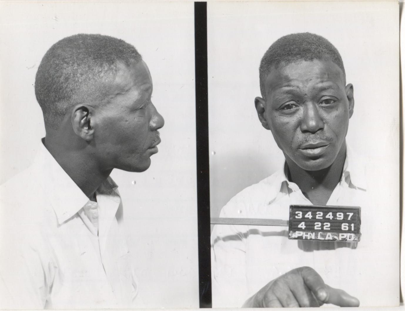 King D. Rich Mugshot - Arrested on 4/22/1961 for Illegal Lottery