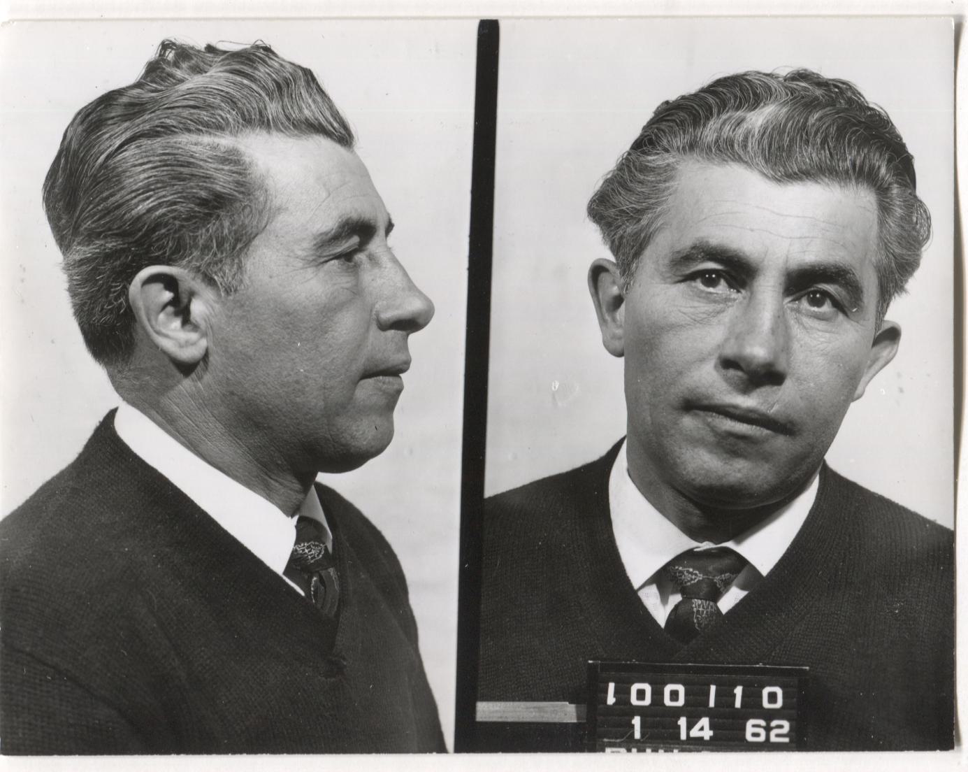 Dominick DelVecchia Mugshot - Arrested on 1/14/1962 for Running a Gambling House